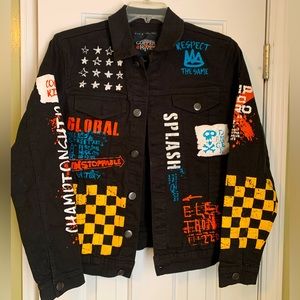 Black/Multi Colored denim jacket